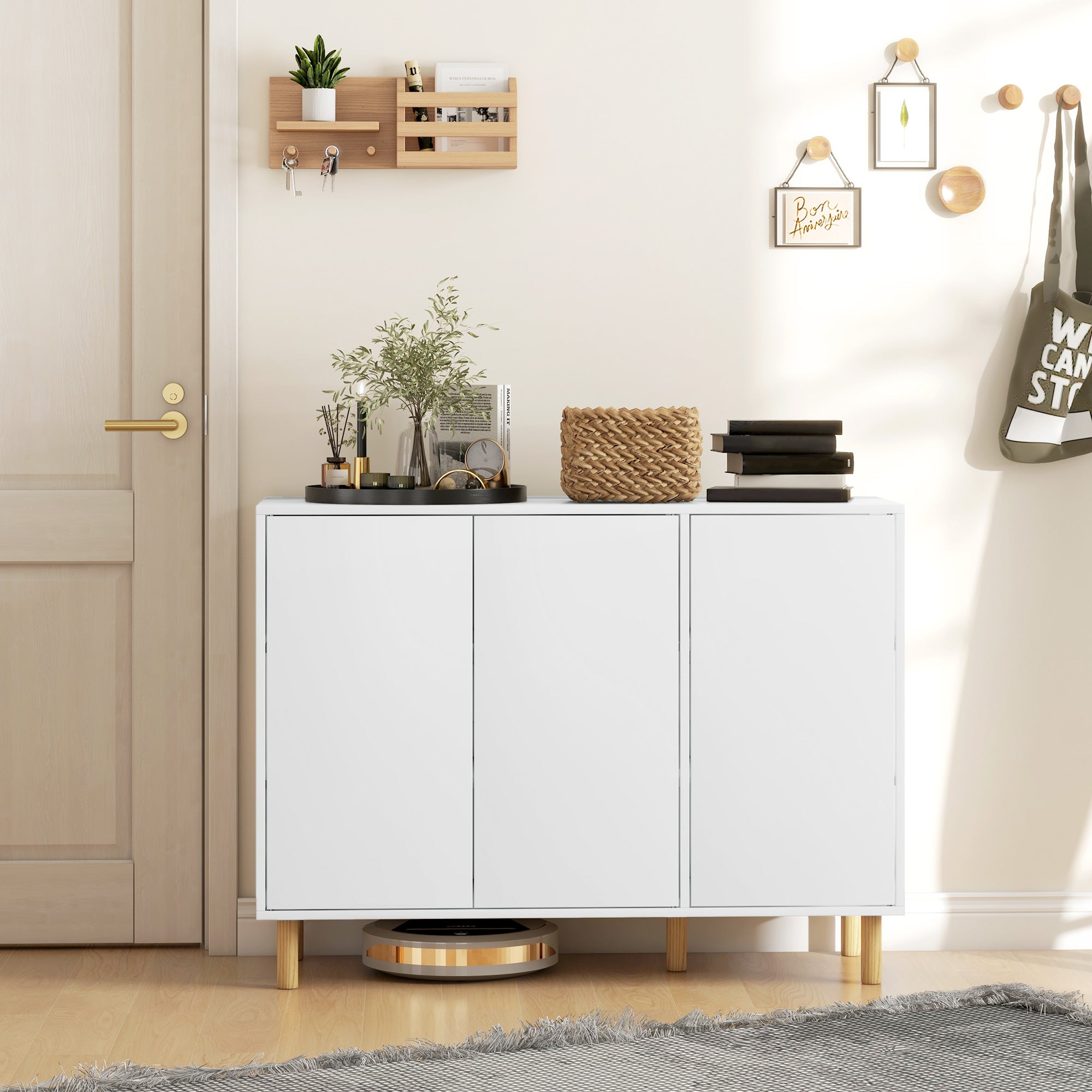 EasyComfort modern dressoir met 2 kasten, 107x40x80 cm, wit