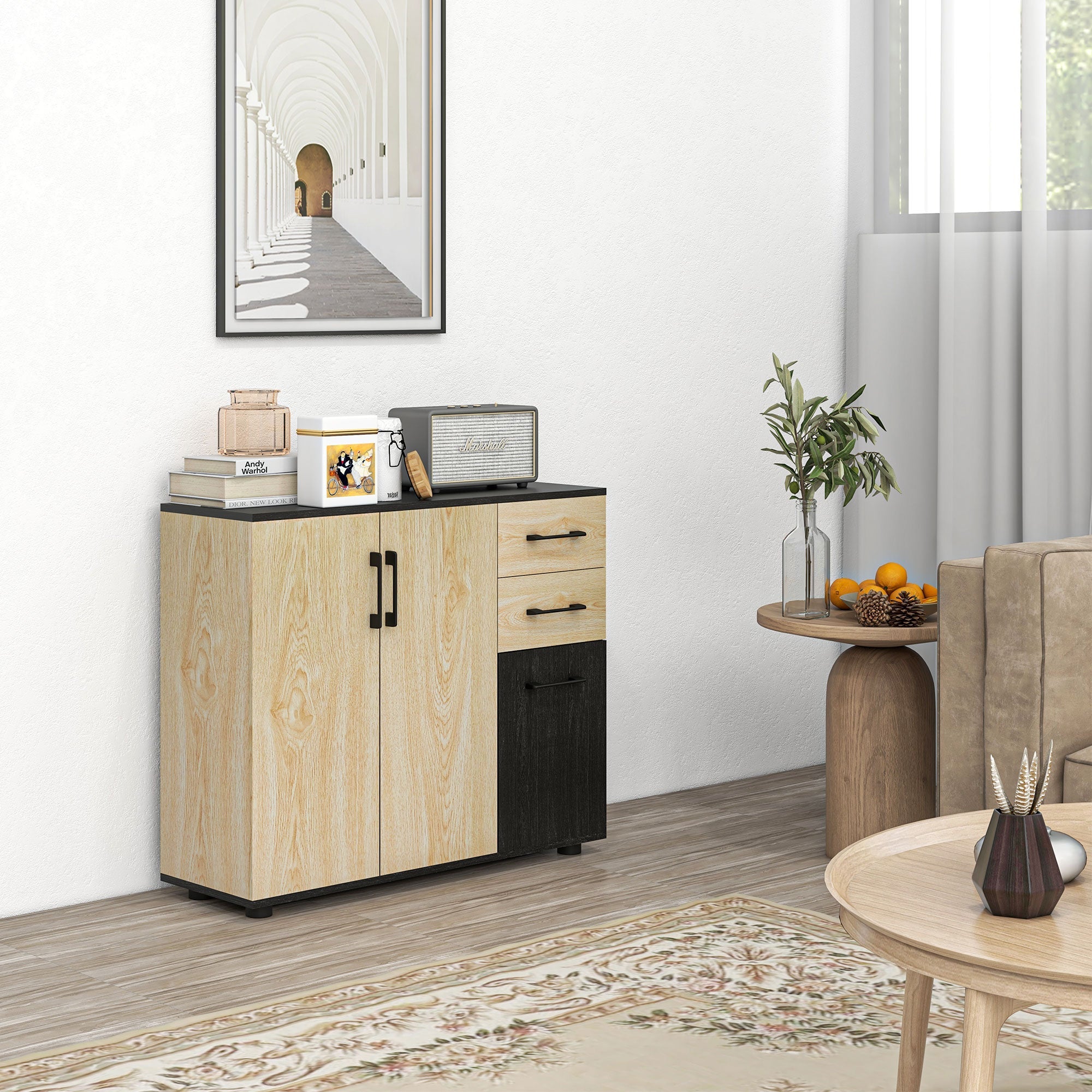 EasyComfort Credenza Moderna Dressoir 2 kasten & 2 lades 90x30x75.5 cm