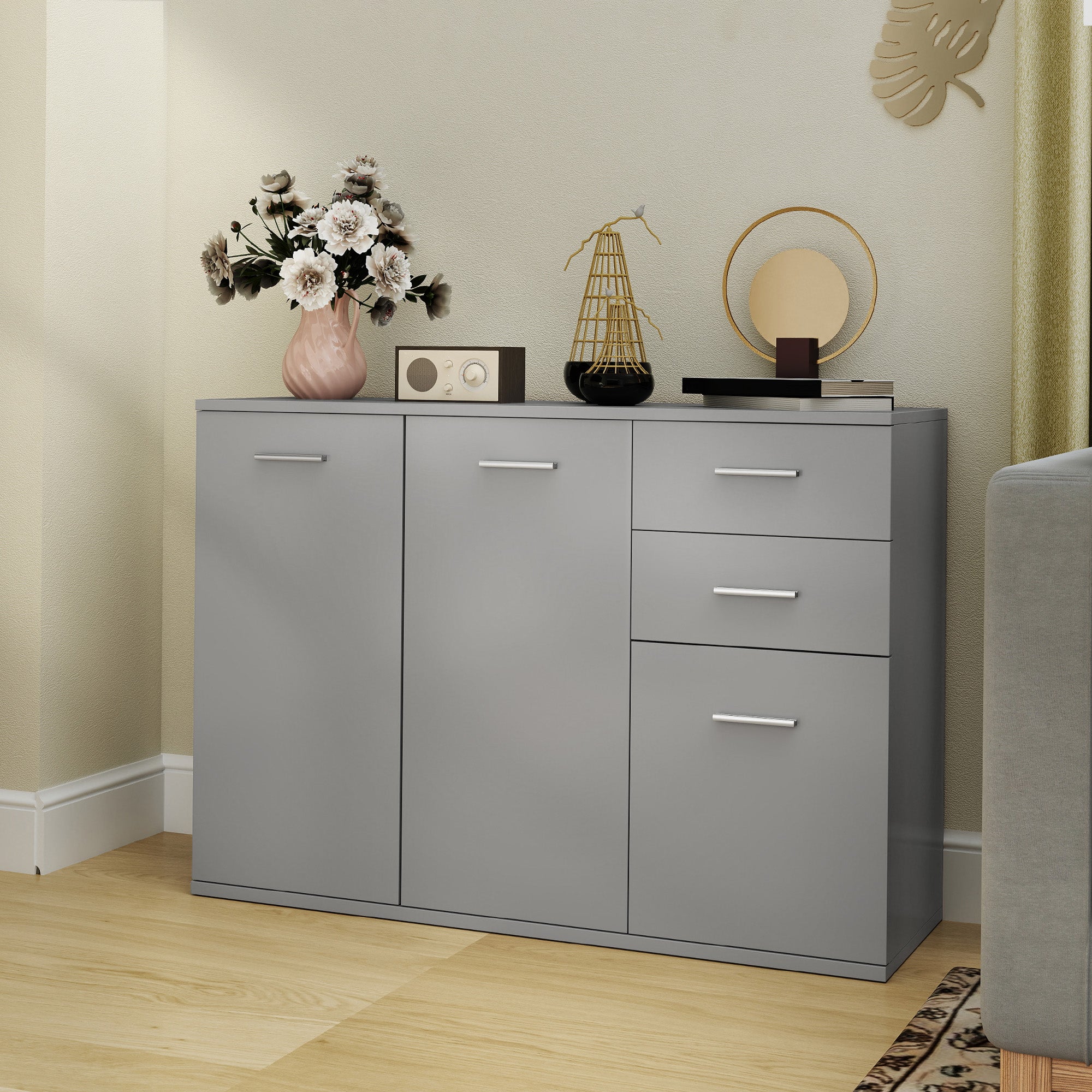 EasyComfort Credenza Moderna dressoir 2 lades, 3 kastjes, 106x35x76 cm
