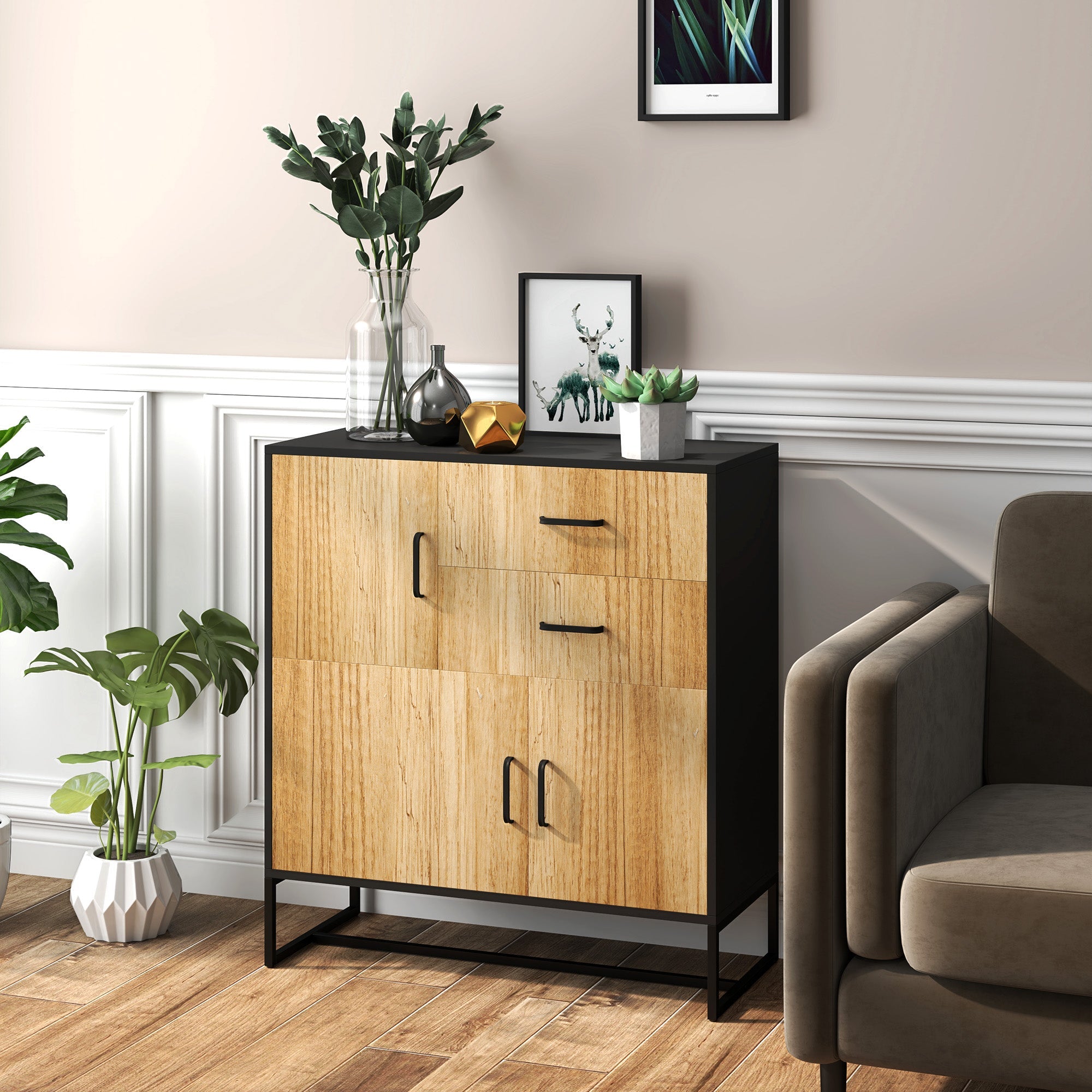 EasyComfort Credenza Moderna dressoir 3 kasten + 2 lades 80x35x88 cm