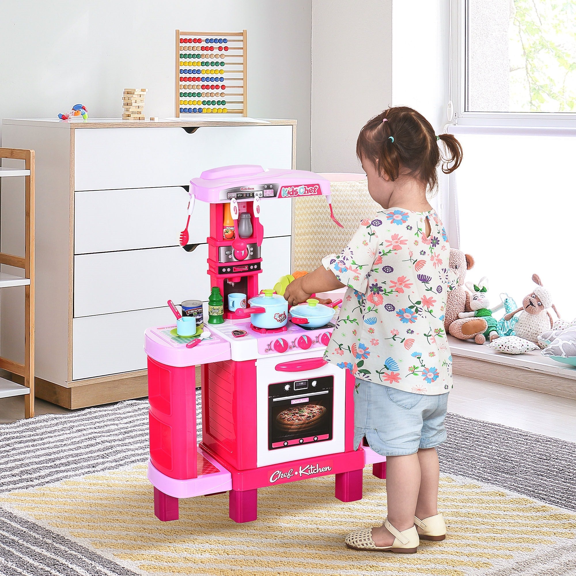 EasyComfort Keukenspeelset 38-delig met licht en geluid, 78x29x87 cm, roze