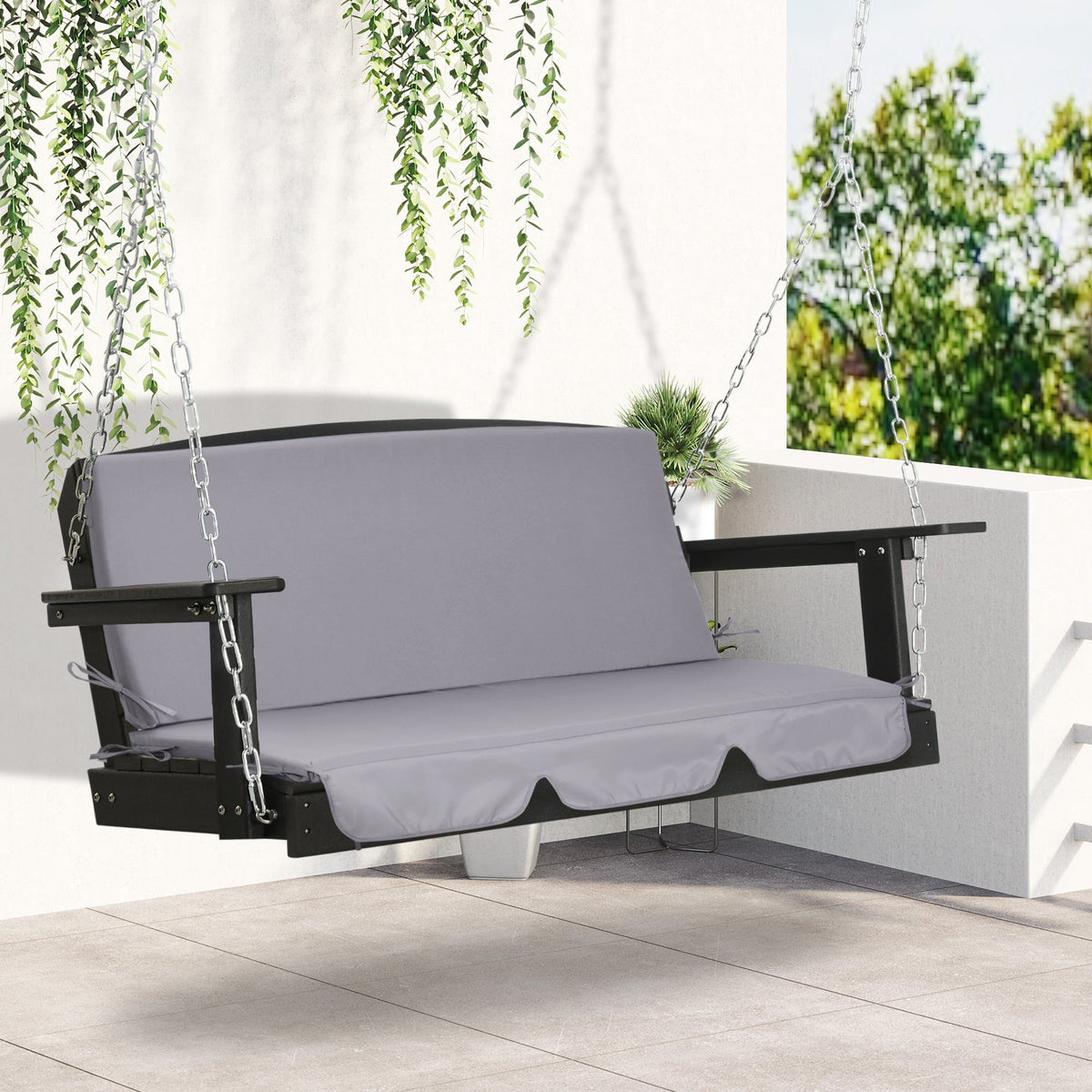EasyComfort kussenset voor schommelbank 3-zits 2-delig 130x45x5 cm grijs