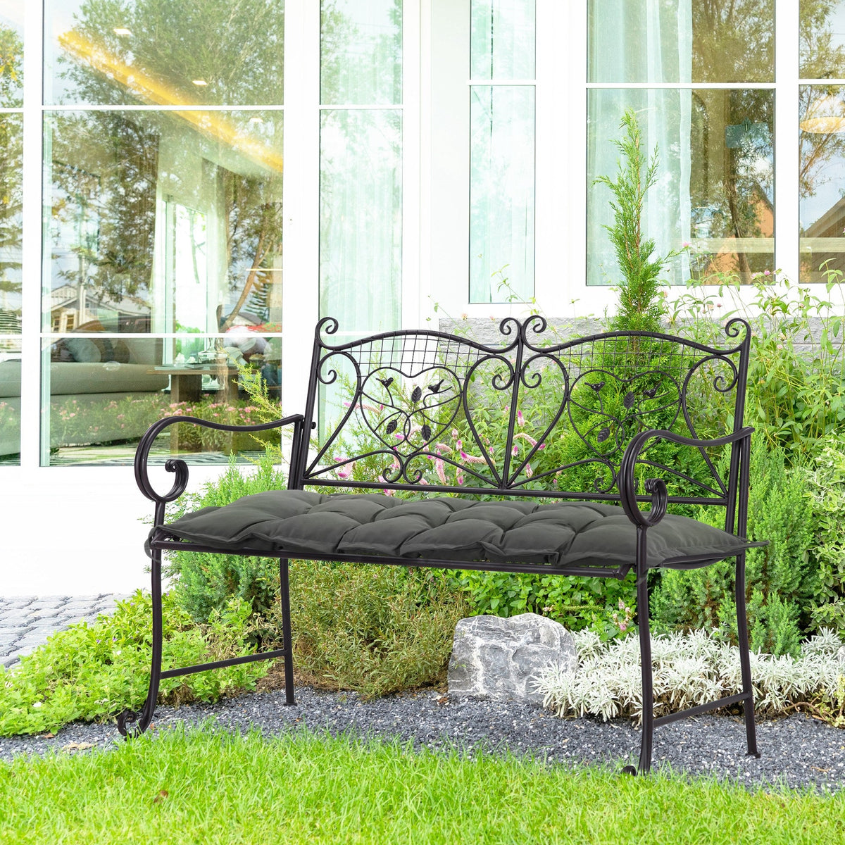 EasyComfort Cuscino per Panchina da Giardino bankkussen 100x40 cm donkergrijs