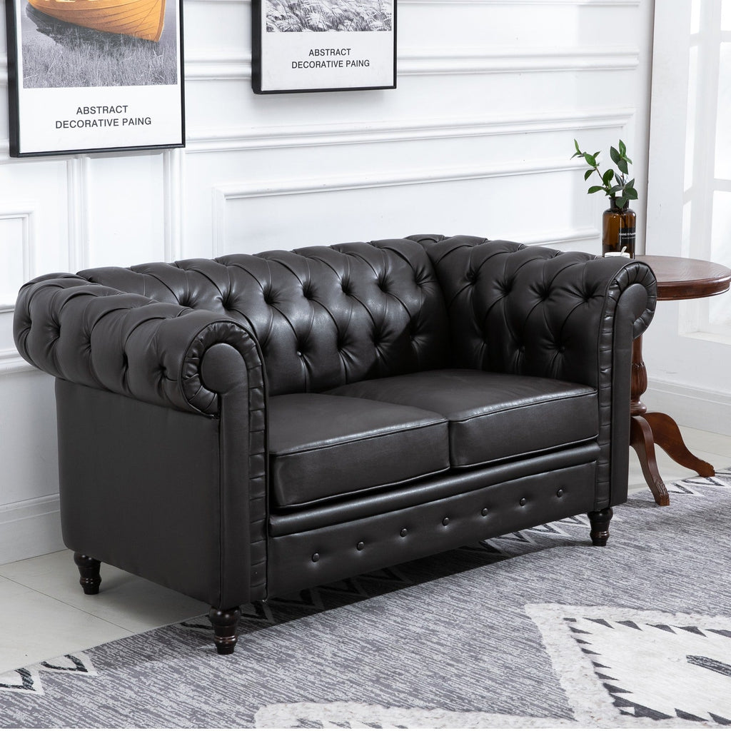 EasyComfort 2-zits Chesterfield-bank PU-leer, 160x84x80 cm