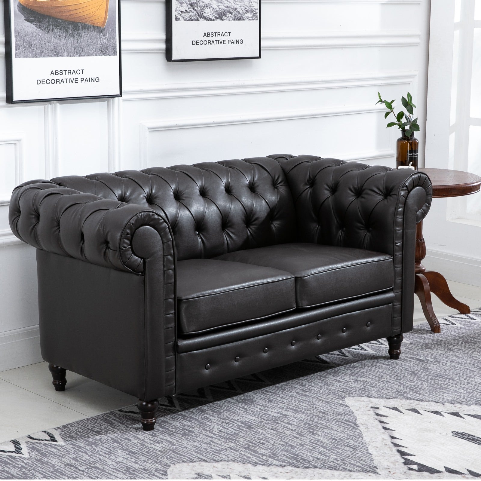 EasyComfort 2-zits Chesterfield-bank PU-leer, 160x84x80 cm