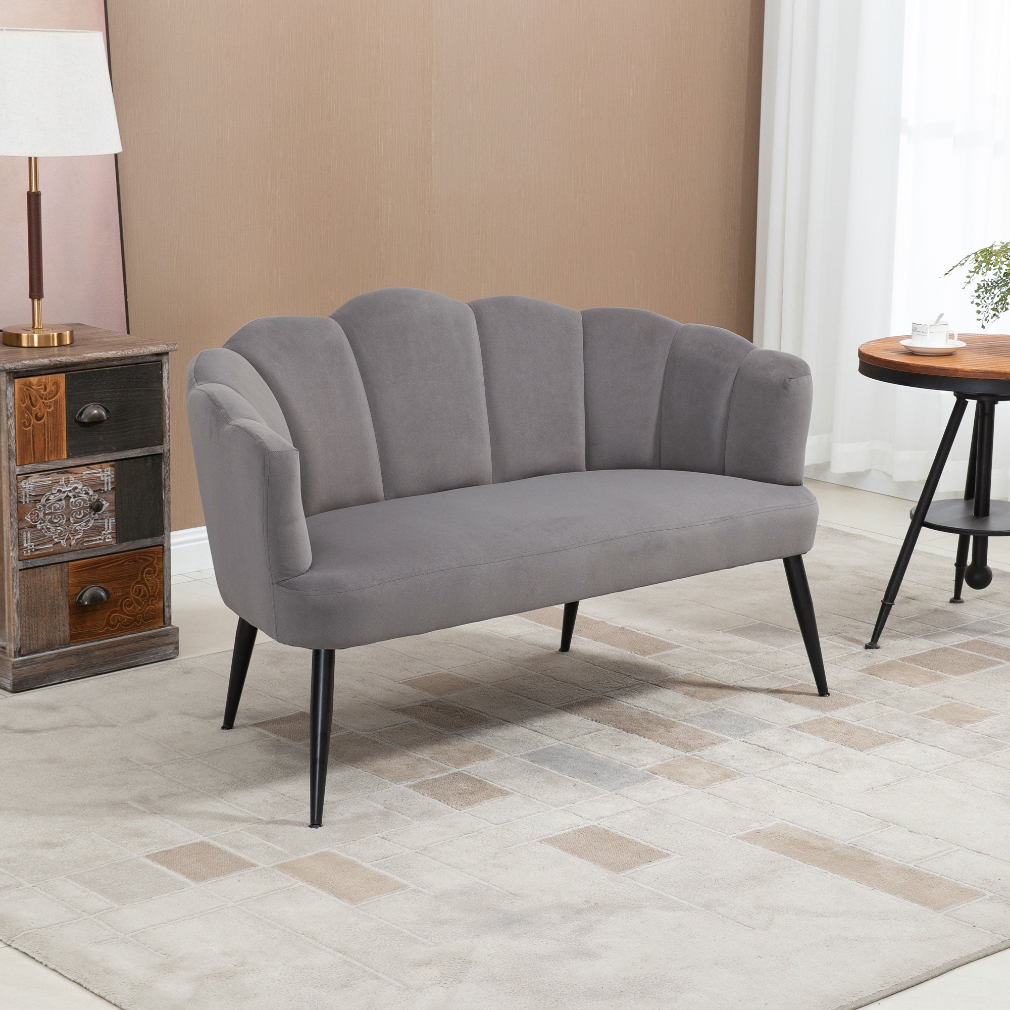 EasyComfort Divano 2-zitsbank fluweel 132x66x80 cm, grijs