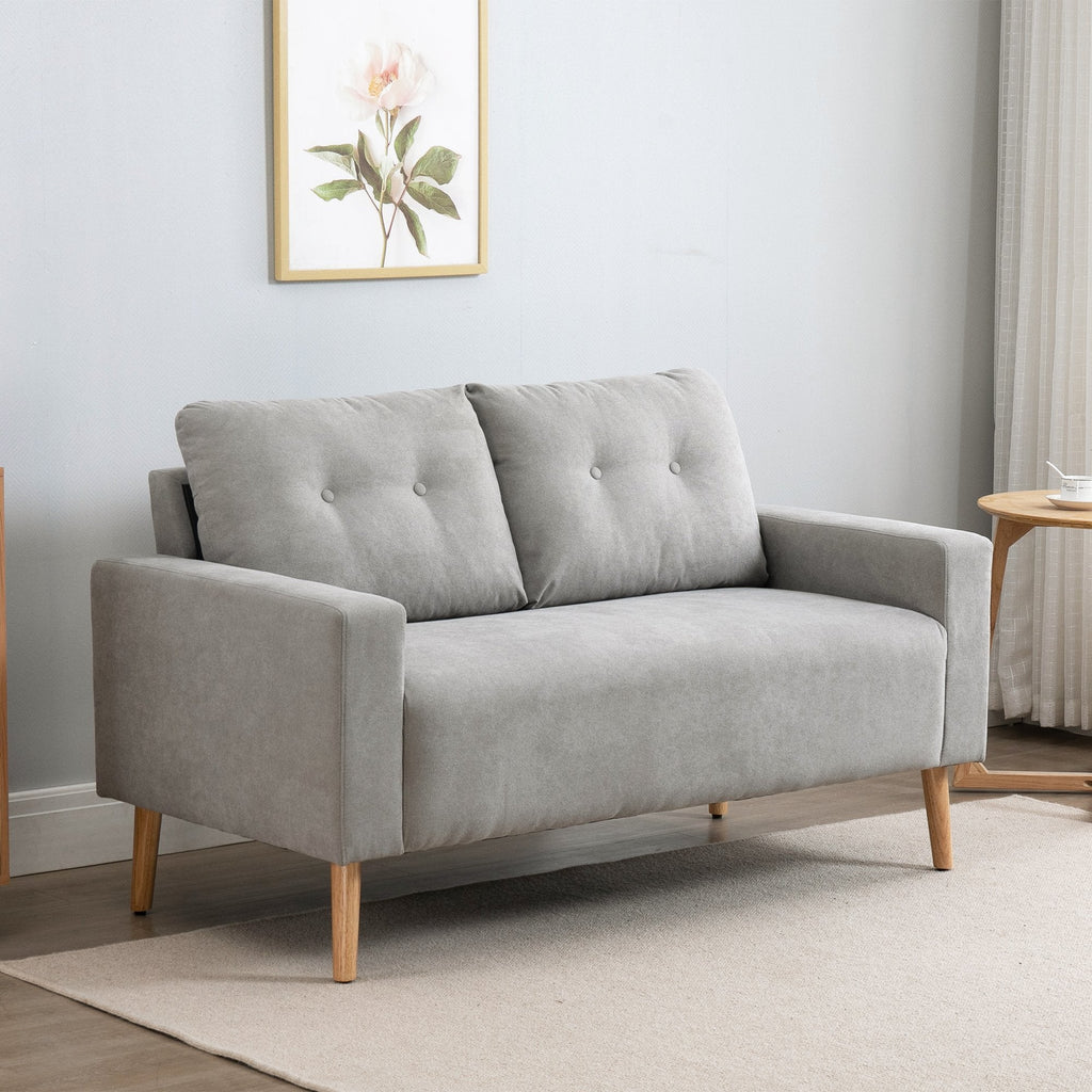 Easycomfort Divano 2 Posti Moderno in Stile Nordico with Schienale Trapuntato, in Poliestere e Legno, 145x76x88 cm, Grigio chiaro