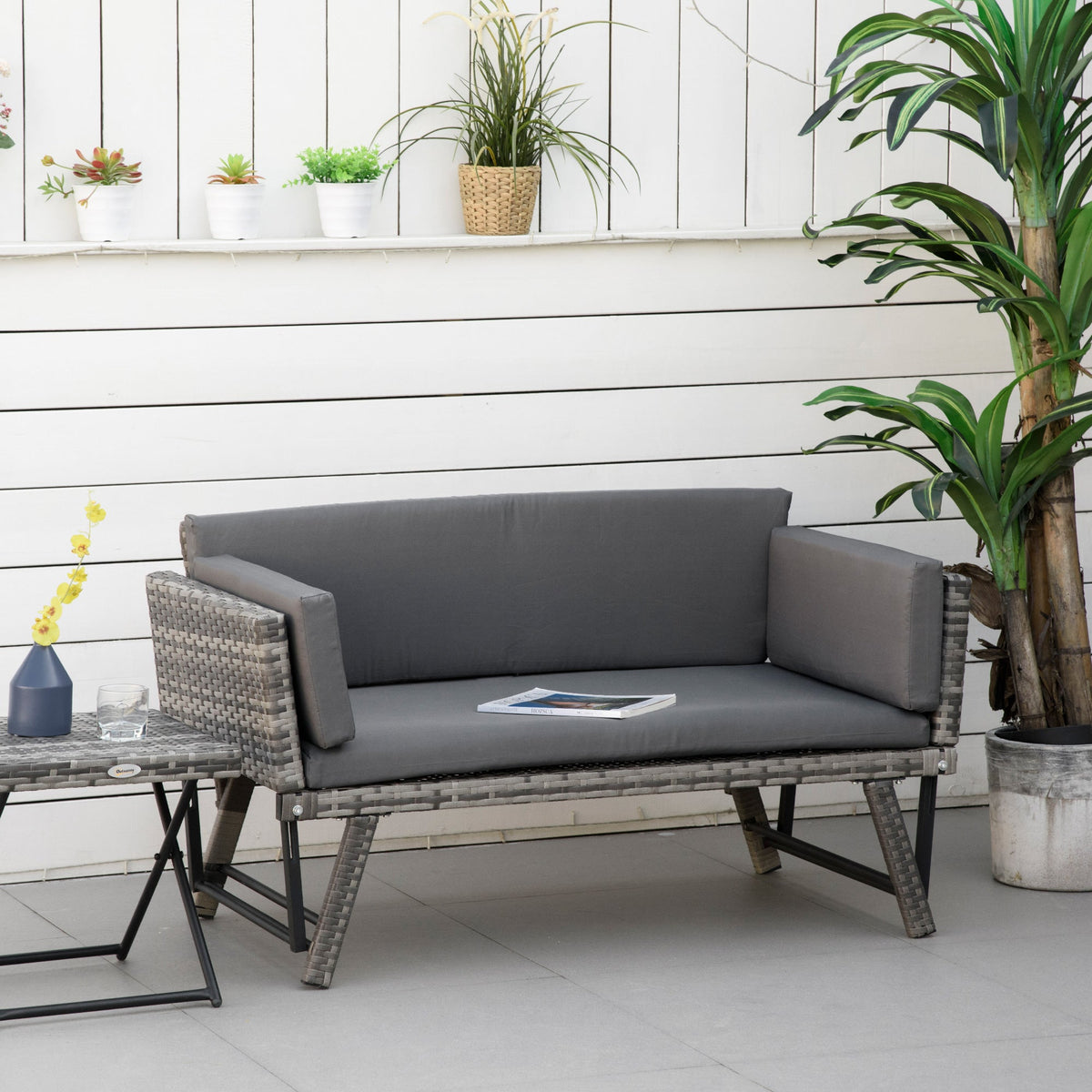 EasyComfort Divano da Giardino 2-zits buitenbank in rattan, 129x63x67 cm