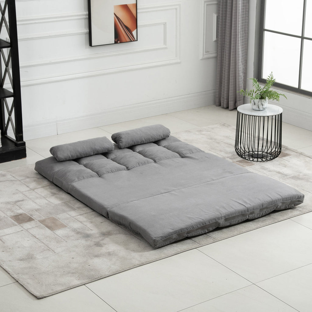 Easycomfort Divano da Terra Pieghevole a Lettino, Schienale Reclinabile su 7 Livelli e Cuscini, Divano Moderno per TV, Giochi, Lettura, Yoga, Ufficio, 130x73x60 cm, Grigio Chiaro