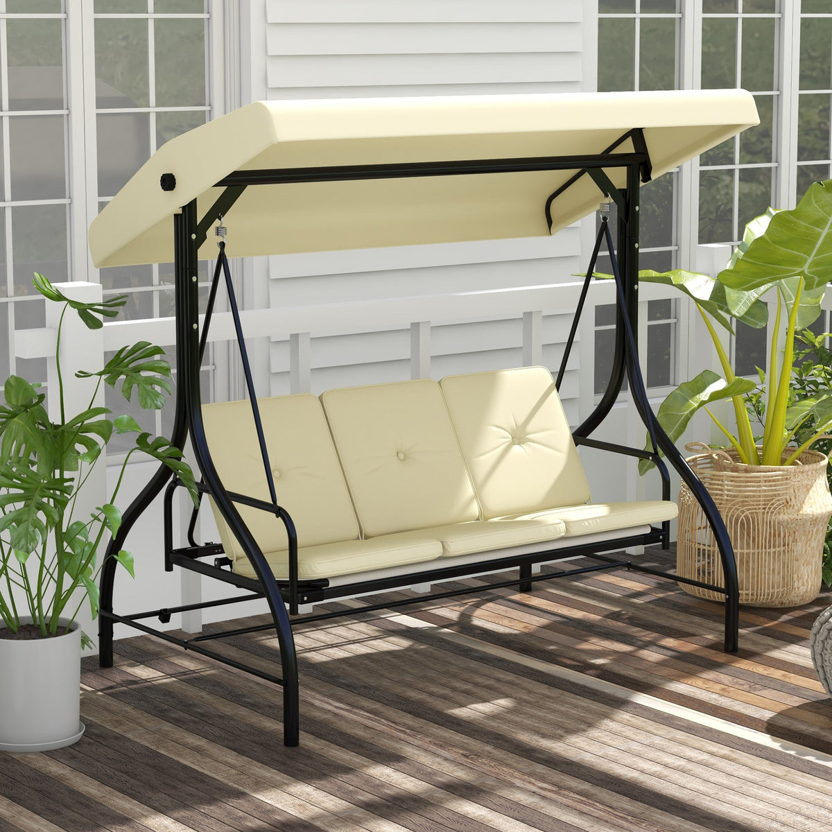 EasyComfort Dondolo 3-persoons tuinschommel met verstelbaar zonnedak