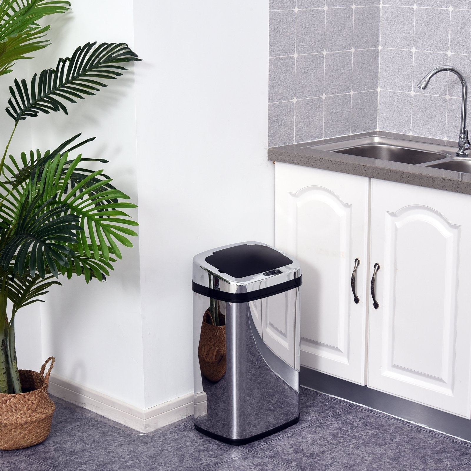 Easycomfort Elegante Bidone pattumiera In acciaio inox with sensore elettronico di apertura 30L