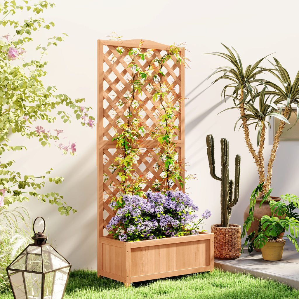 EasyComfort Fioriera with Traliccio per Rampicanti e Fondo Ampio, in Legno di Abete, 76x36x170 cm, Marrone