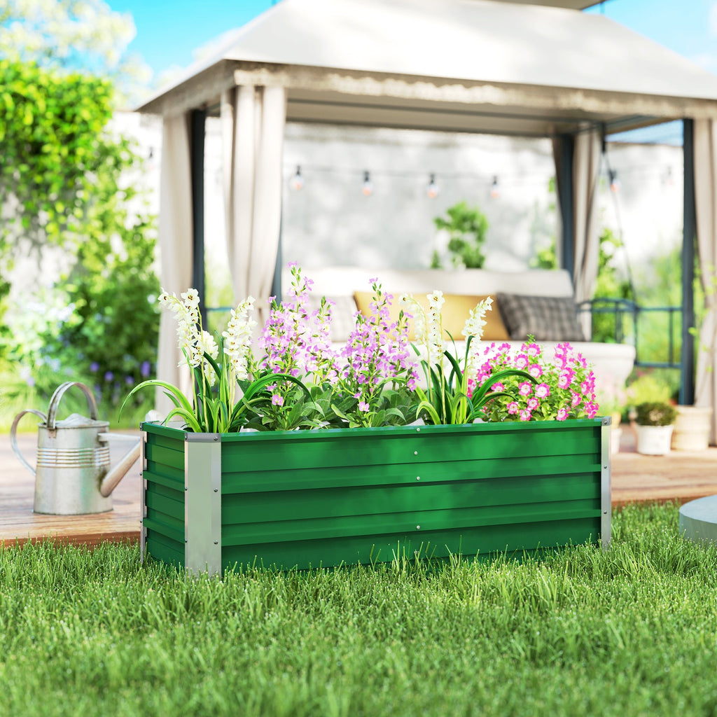 EasyComfort Fioriera da Giardino Senza Fondo with 2 Aree di Coltivazione, in Acciaio, 125x47x40 cm, Verde