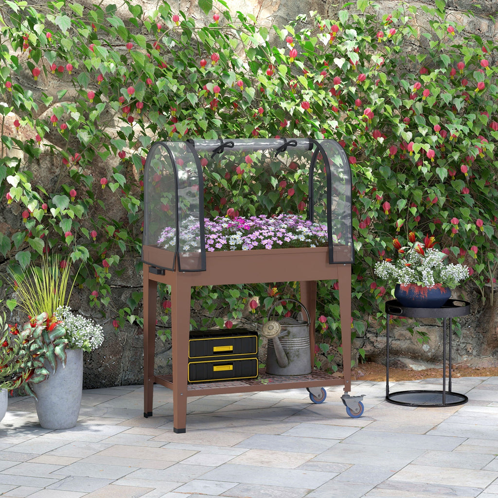 EasyComfort Fioriera Rialzata verhoogde plantenbak met mini-serre 80x40x120 cm