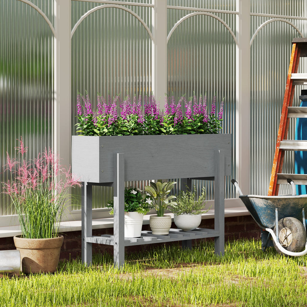 EasyComfort verhoogde plantenbak met onderplank en 2 afvoergaten, 100x30x70.5 cm
