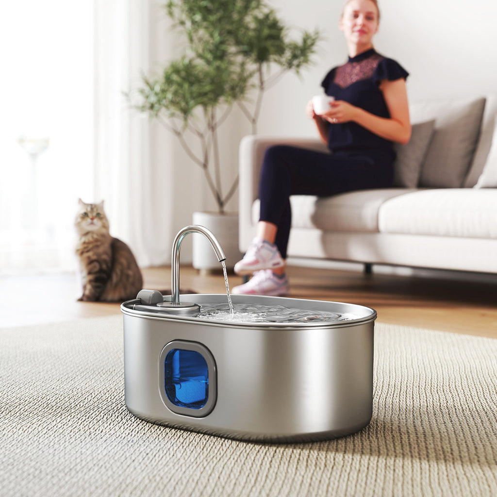 EasyComfort Kattenfontein 7L RVS 304 met LED en borstel