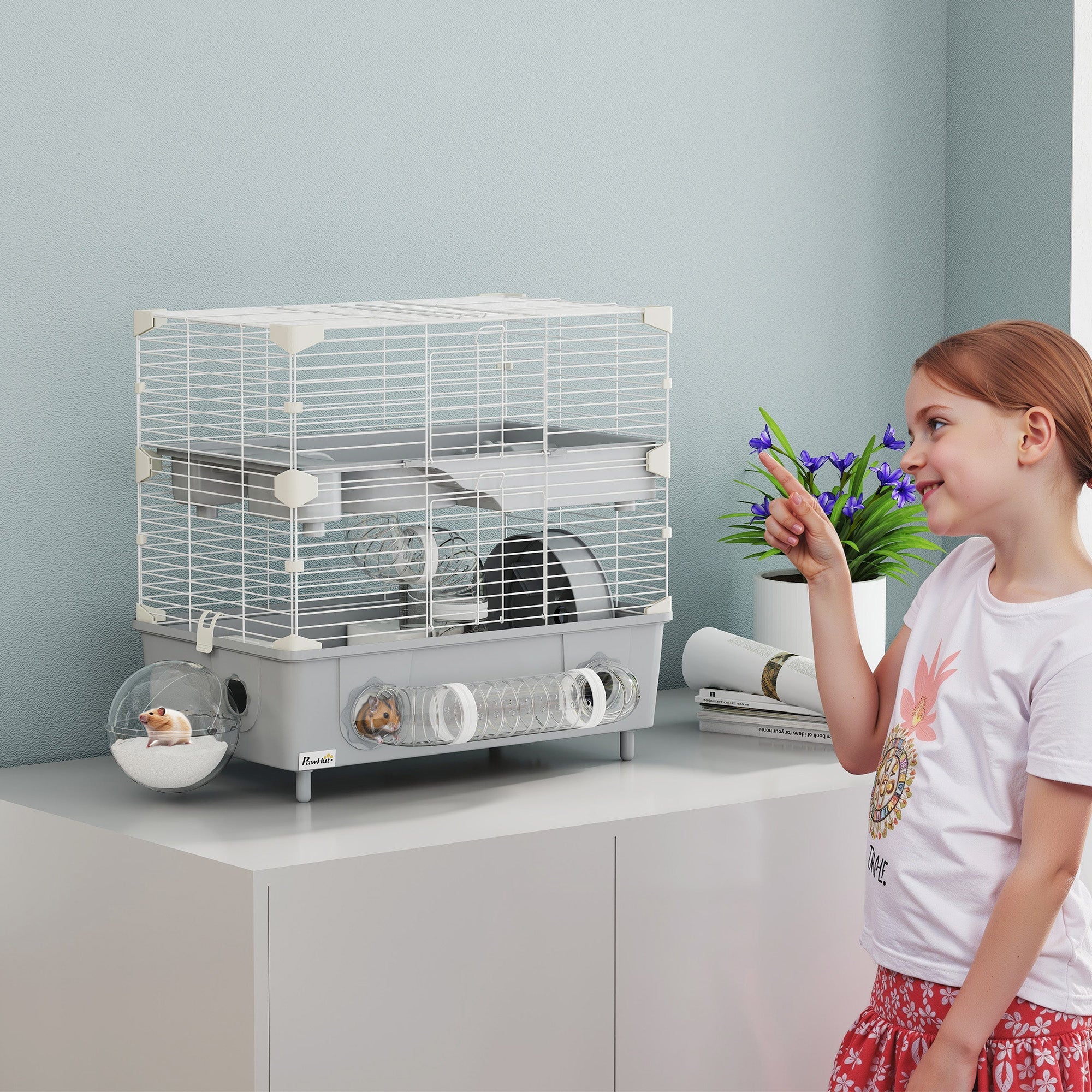 EasyComfort Hamsterkooi 2 niveaus, 44.5x28x44 cm