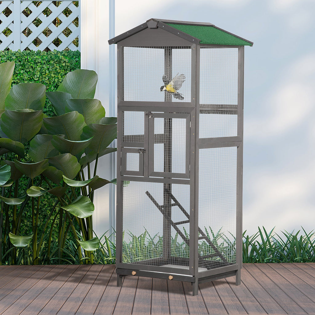 EasyComfort Vogelkooi 165 cm – houten buitenkooi met 2 deuren