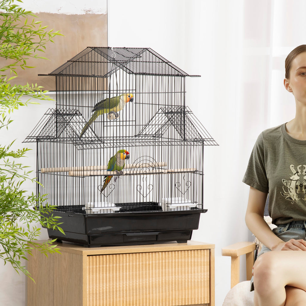 EasyComfort Vogelkooi met draaghandvat en uitneembare bodemplaat, 50.5x41x63 cm