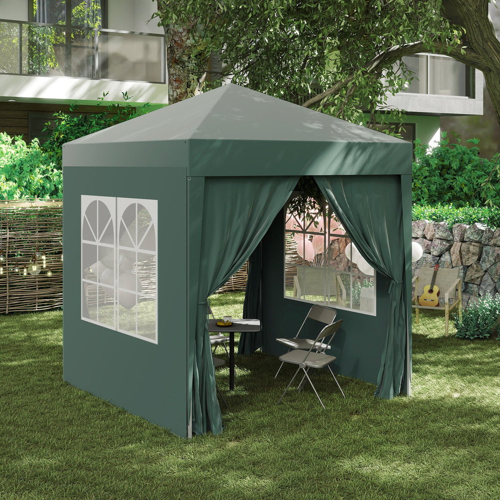EasyComfort Gazebo 2x2 m Pieghevole with 4 Pareti Rimovibili e Borsa da Trasporto, in Metallo e Poliestere, Verde