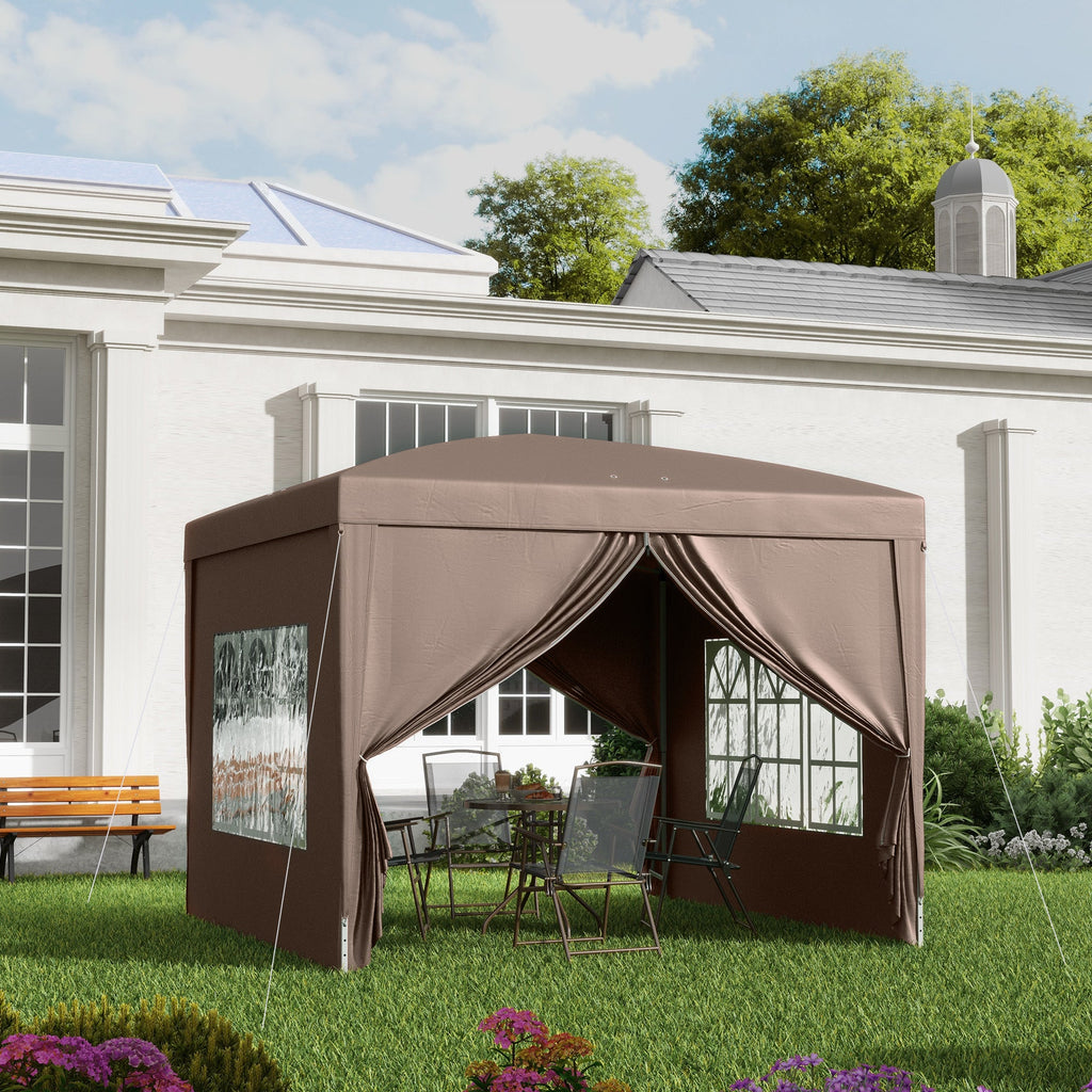 EasyComfort 3x3 m inklapbare partytent met 4 zijpanelen, koffie