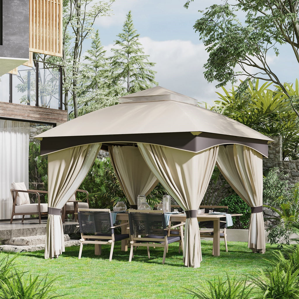 EasyComfort Gazebo 3x3 m met dubbel dak en zijgordijnen