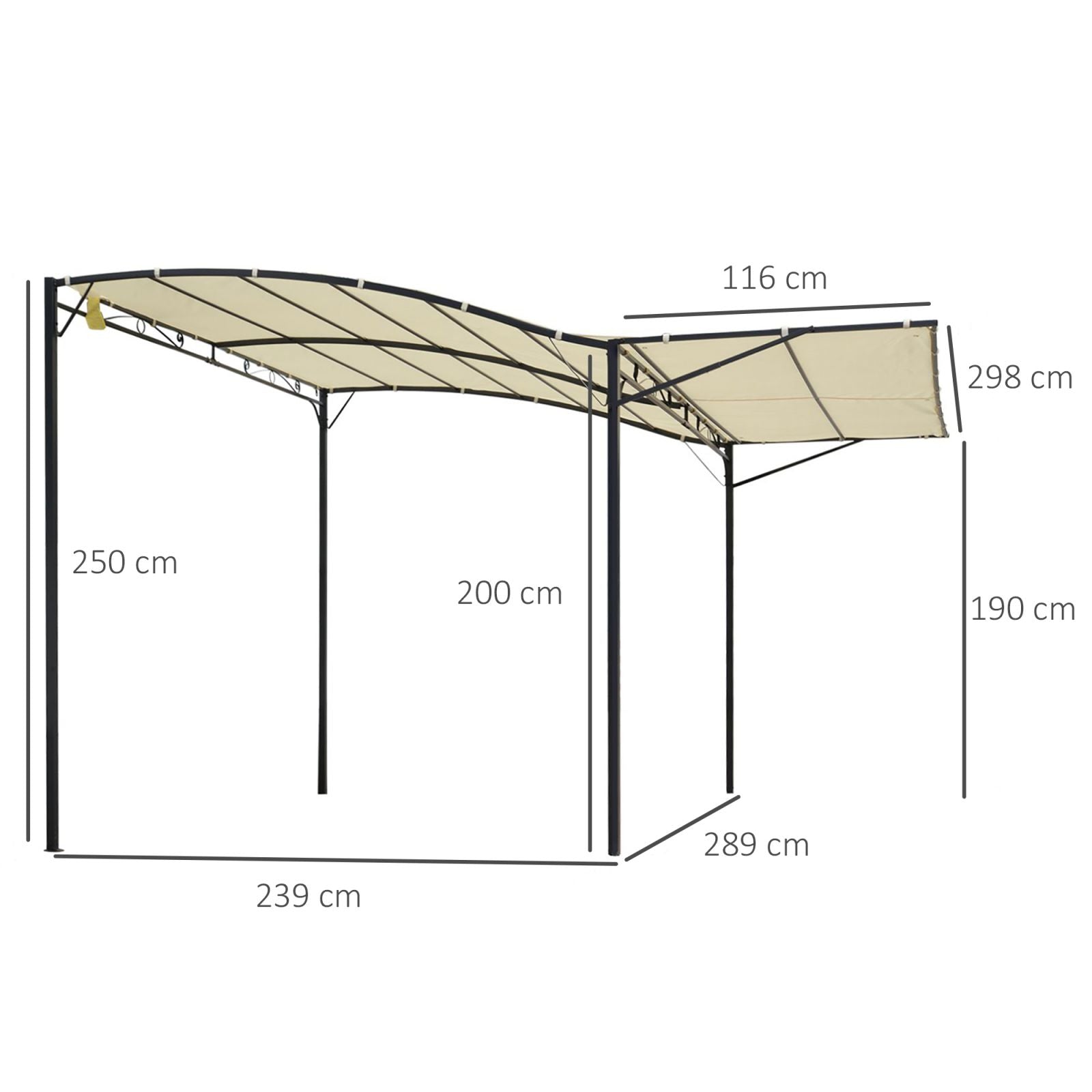 EasyComfort Pergola met anti-UV doek en stalen frame, 3 x 2,5 m, beige