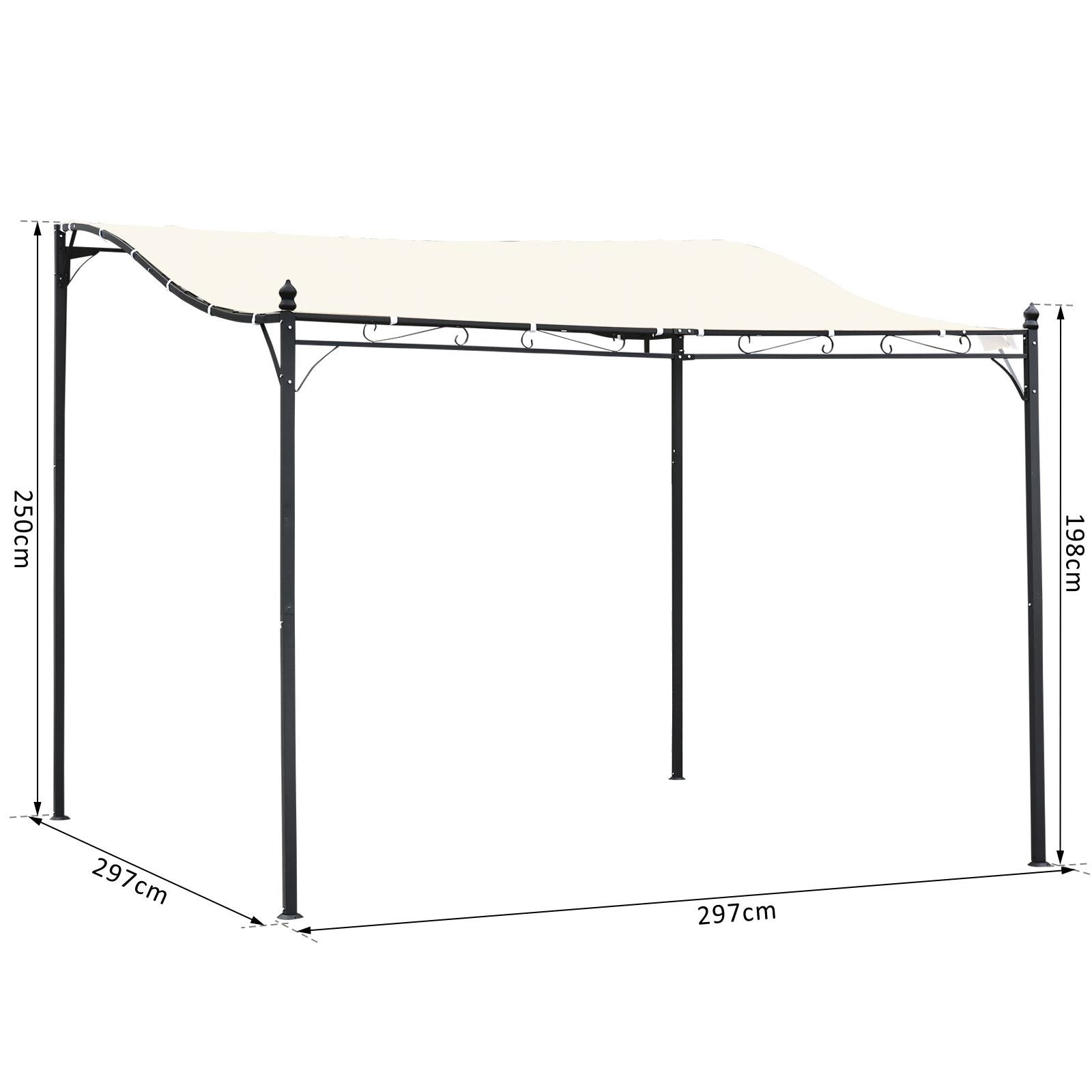 EASYCOMFORT Gazebo Awning with Polyester Fabric, Cream, 297x297cm