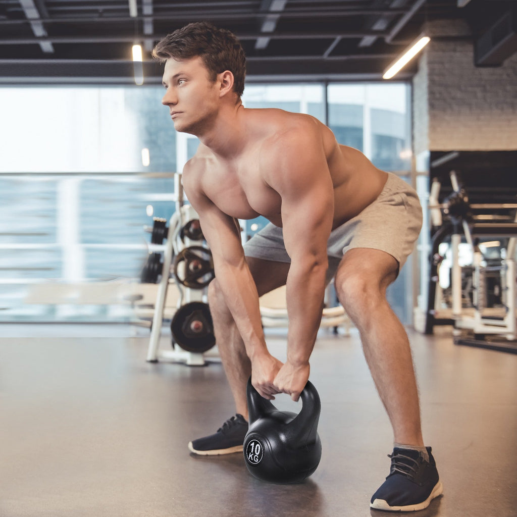 Easycomfort Kettlebell da 10 kg per Sport e Fitness in PVC with Sabbia e Maniglia Liscia Anti-Sfregamento