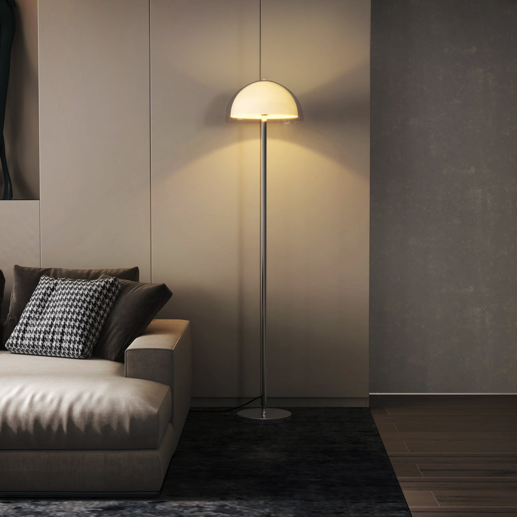 EasyComfort Lampada a Piantana Moderna con Paralume a Doppio Strato, in Metallo e Acrilico, Ø35x150 cm, Bianca