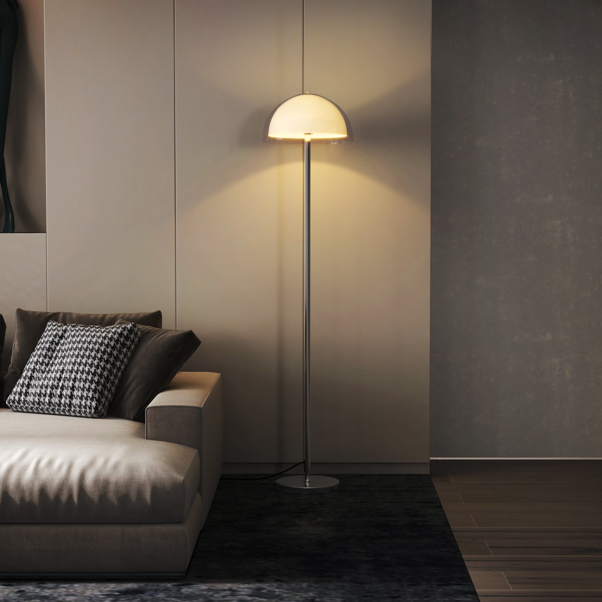 EasyComfort Lampada a Piantana Moderna con Paralume a Doppio Strato, in Metallo e Acrilico, Ø35x150 cm, Bianca