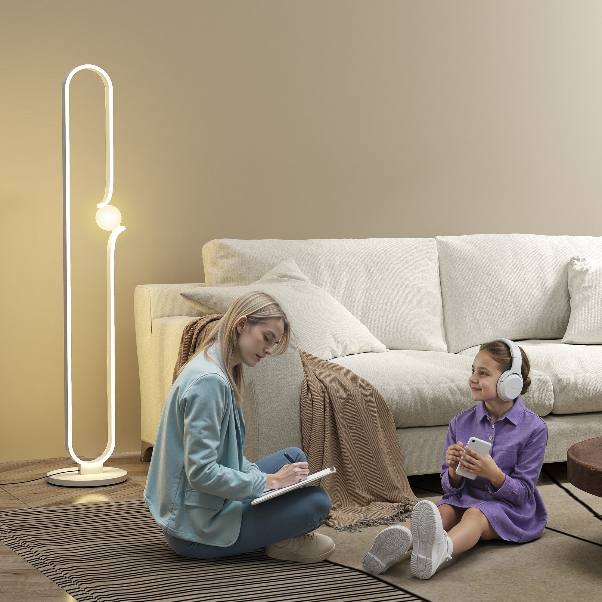 EasyComfort Muzieknoot LED-vloerlamp, dimbaar, 28x28x145 cm, wit