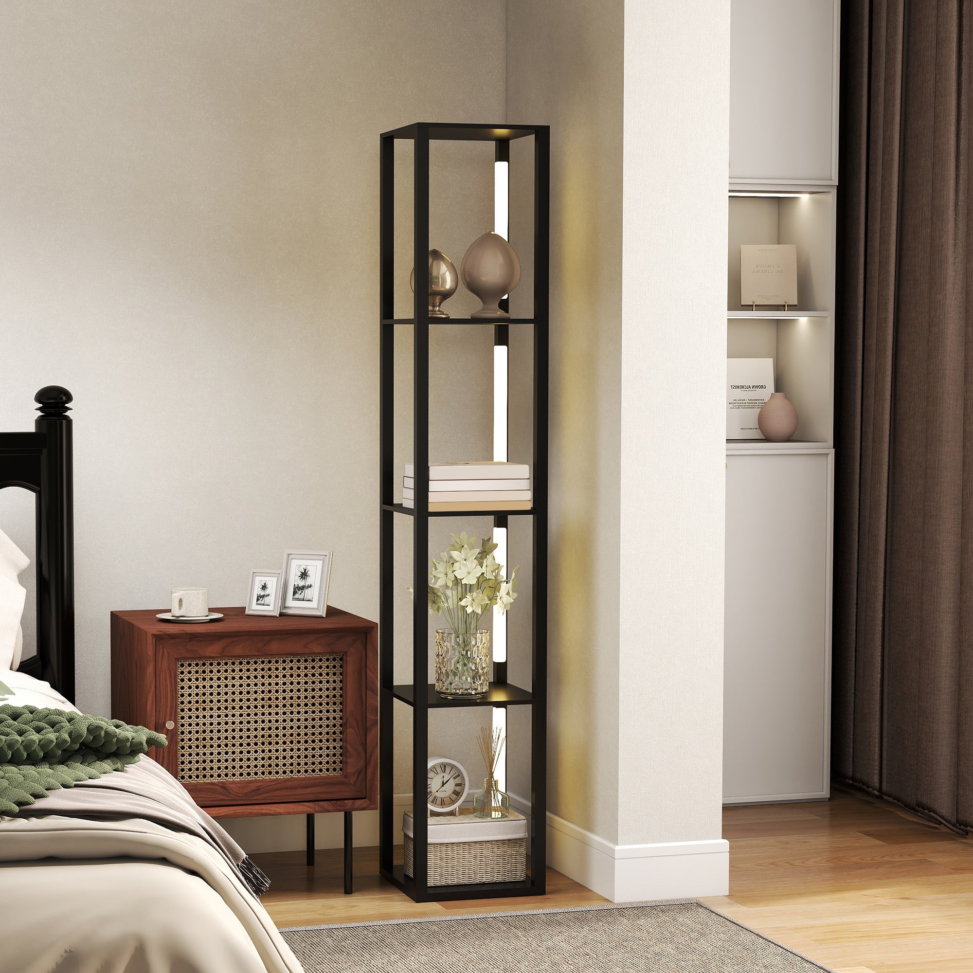 EasyComfort vloerlamp met 4 planken, 3 dimstanden, 29x29x163 cm