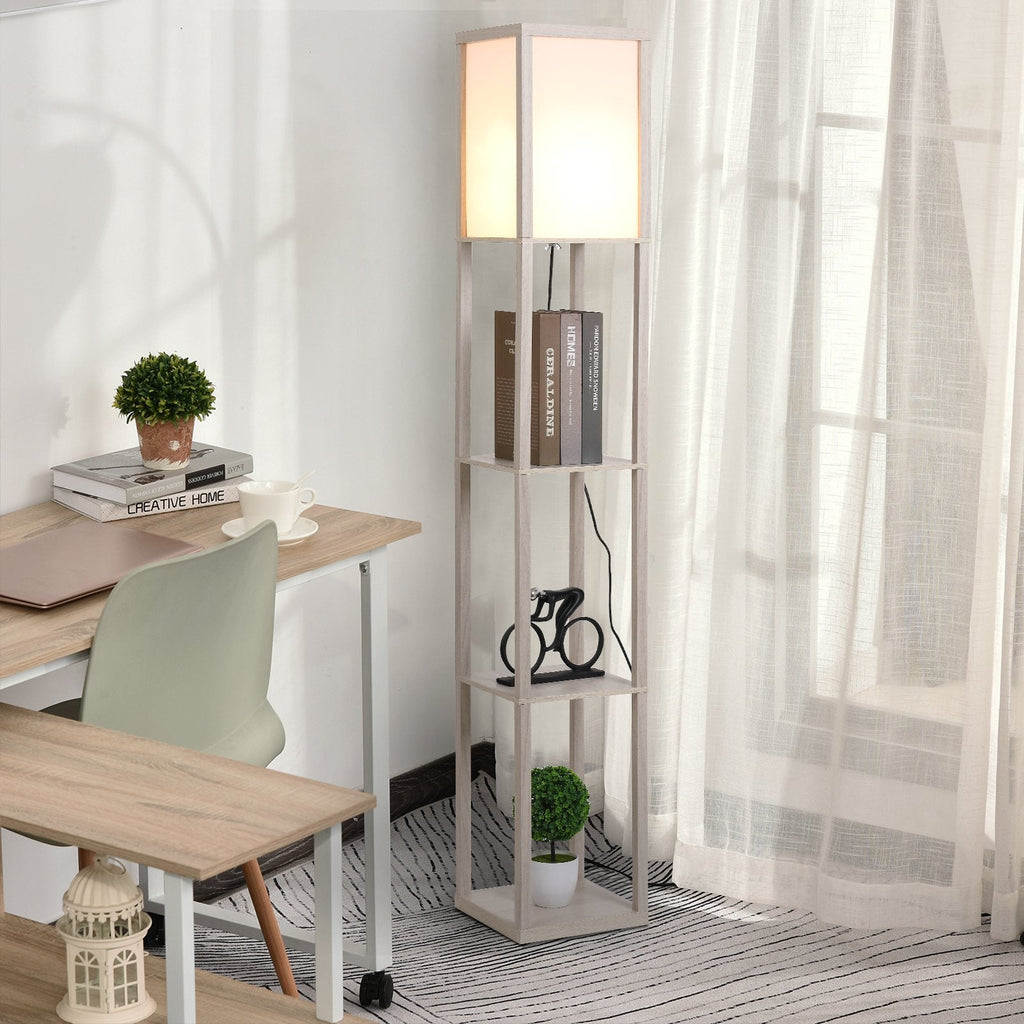 EasyComfort vloerlamp met 3 planken 40W E27 26x26x160 cm eiken