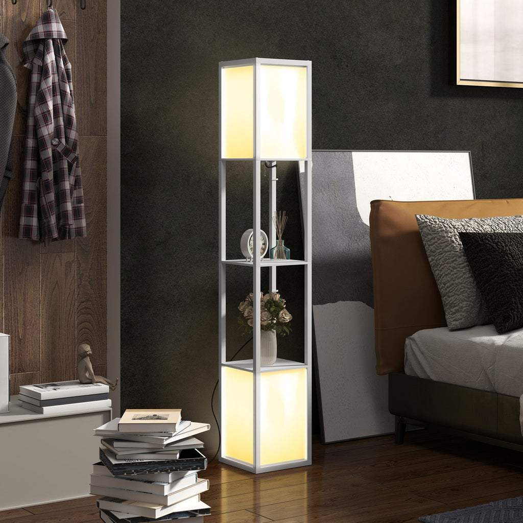 EasyComfort Vloerlamp met 2 lampschermen en 2 planken, E27 40W, 26x26x156 cm