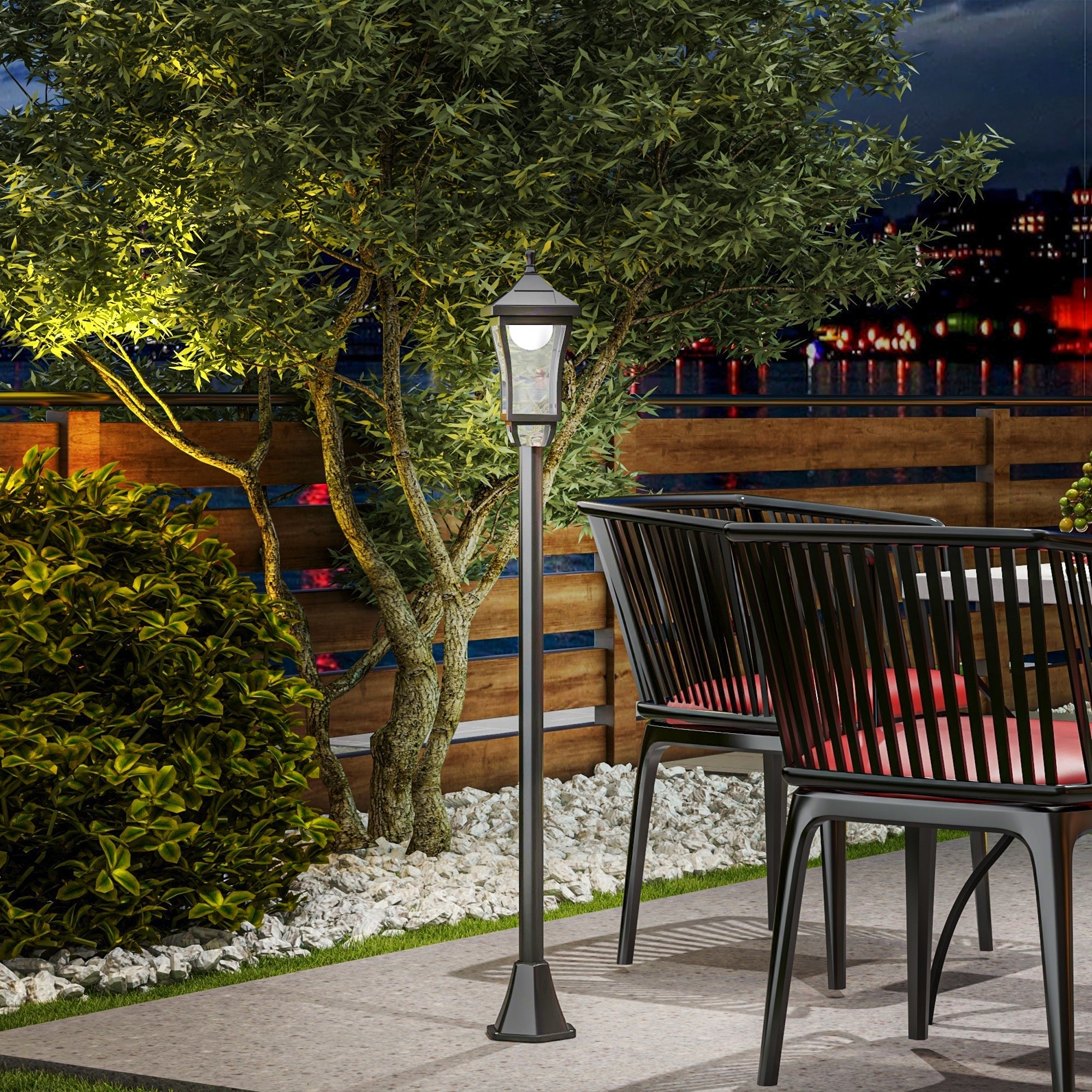 EasyComfort Tuinlamp (zonne) 6 uur autonomie, 15x15x127 cm, zwart