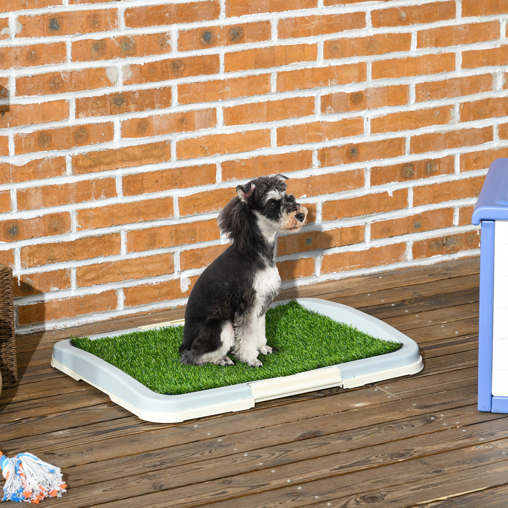 EasyComfort Lettiera per Cani 3 Strati con Prato Sintetico, Griglia e Vassoio Inferiore, 63x48.5cm