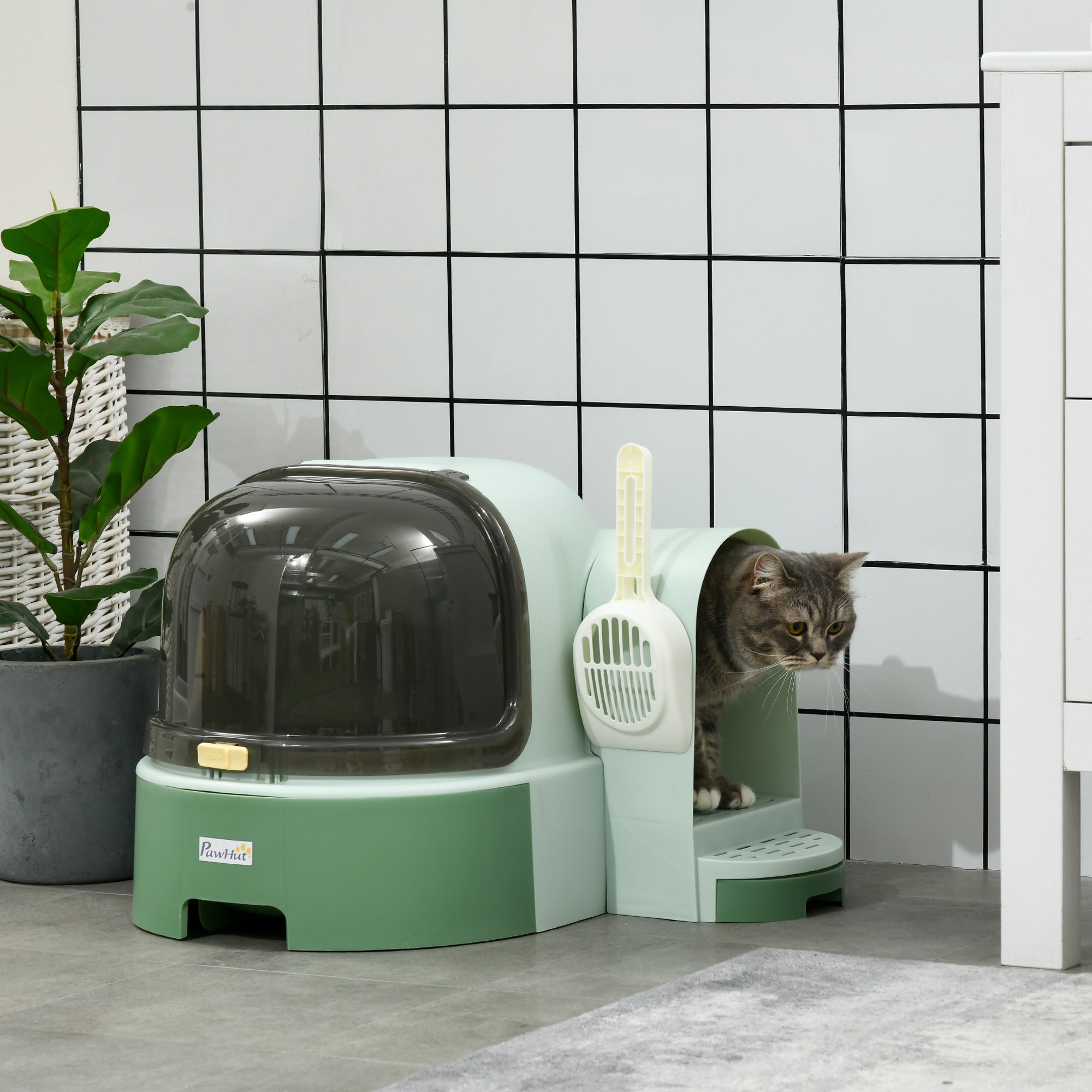 EasyComfort Gesloten kattenbak met openslaand deksel en uitschuifbare lade, 52x60x42 cm
