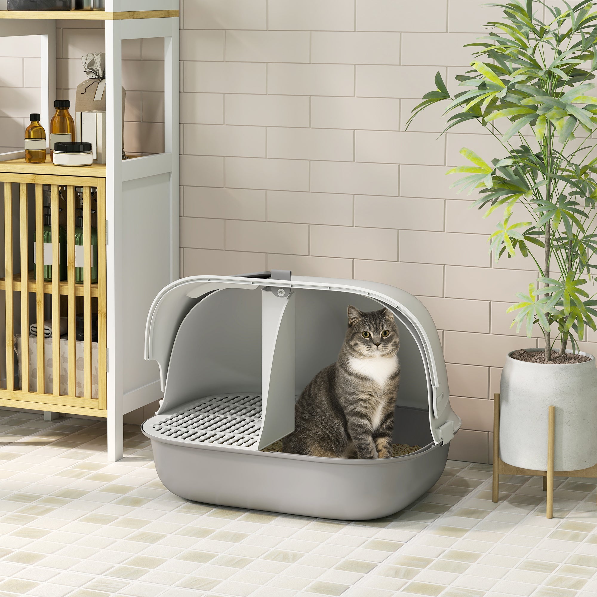 EasyComfort gesloten kattenbak met kattenluik en schep, PP, 58x46x39 cm
