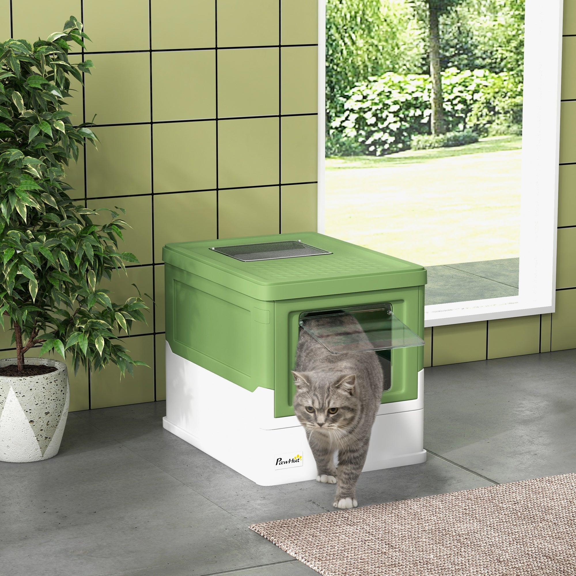 EasyComfort Gesloten kattenbak met schep en uittrekbaar bakje, 47.5x35.5x36.7cm