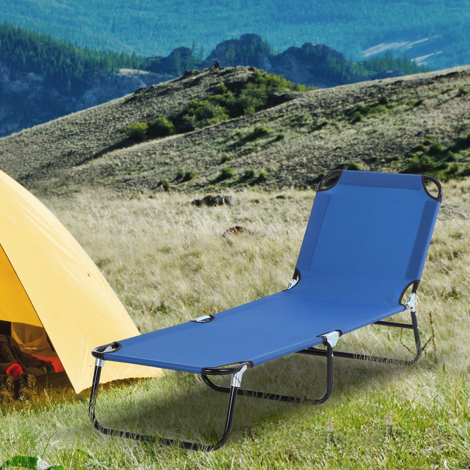 EasyComfort Tuinligbed verstelbaar (5 posities), 188x56x28 cm, blauw