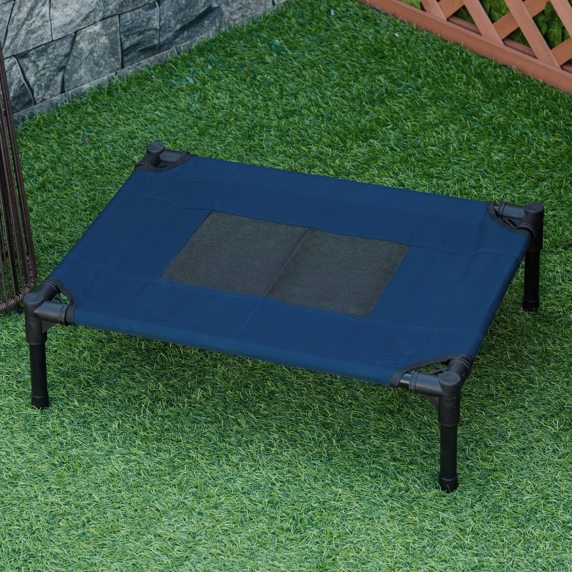 EasyComfort Lettino per Cani Rialzato con Seduta Traspirante, in Acciaio e Tessuto, 61x46x18 cm, Marrone e Nero