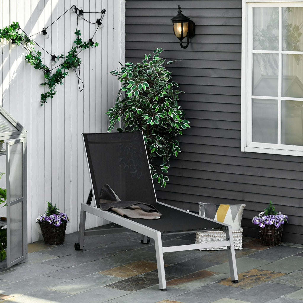 EasyComfort aluminium ligbed met verstelbare rugleuning - zwart/grijs