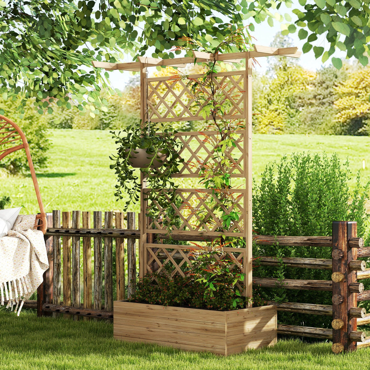 EasyComfort Letto per Orto plantenbak met traliewerk en pergola 160x55x183 cm