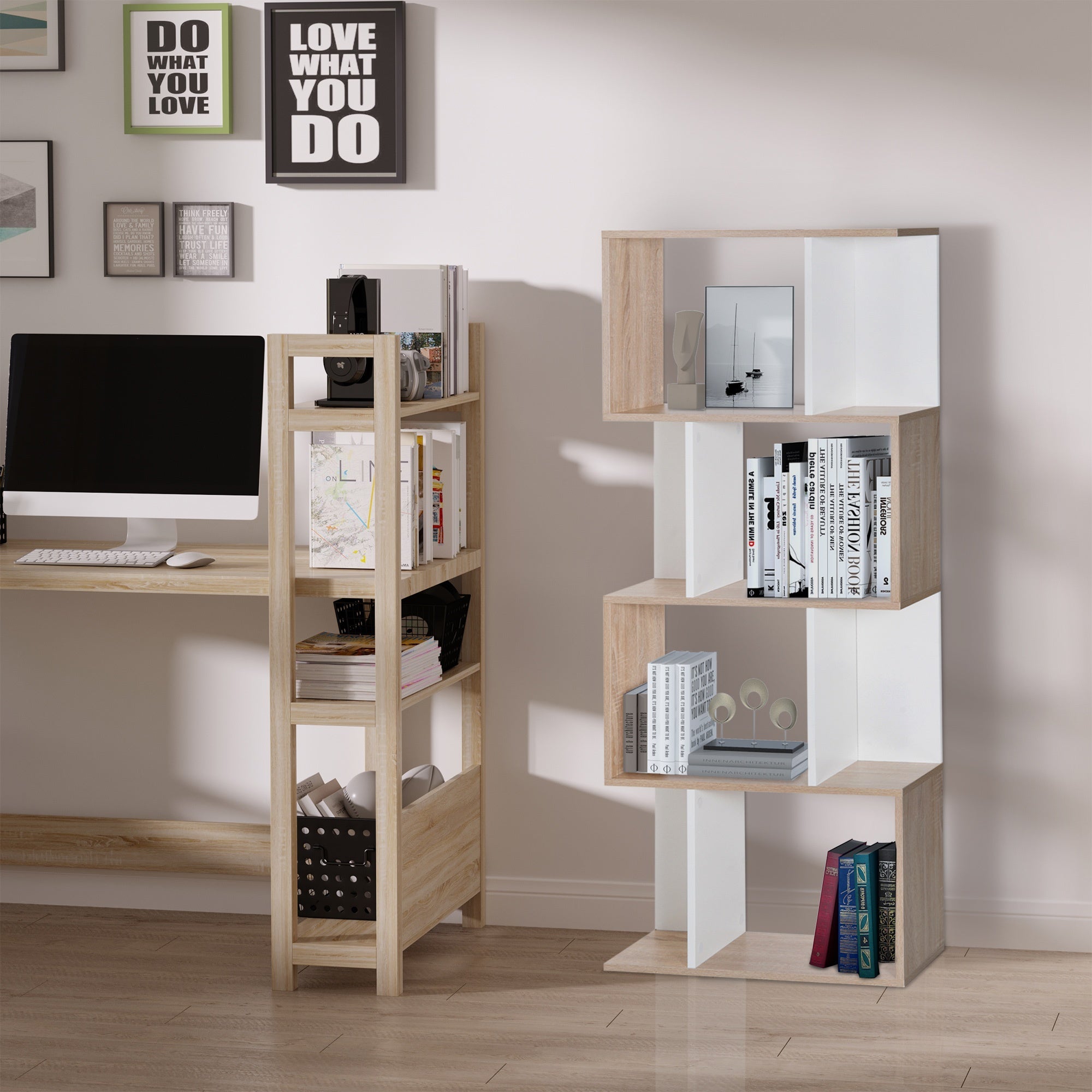 Easycomfort Libreria di Design Scaffale Ufficio Legno Moderna 4 Ripiani 60×24×148cm