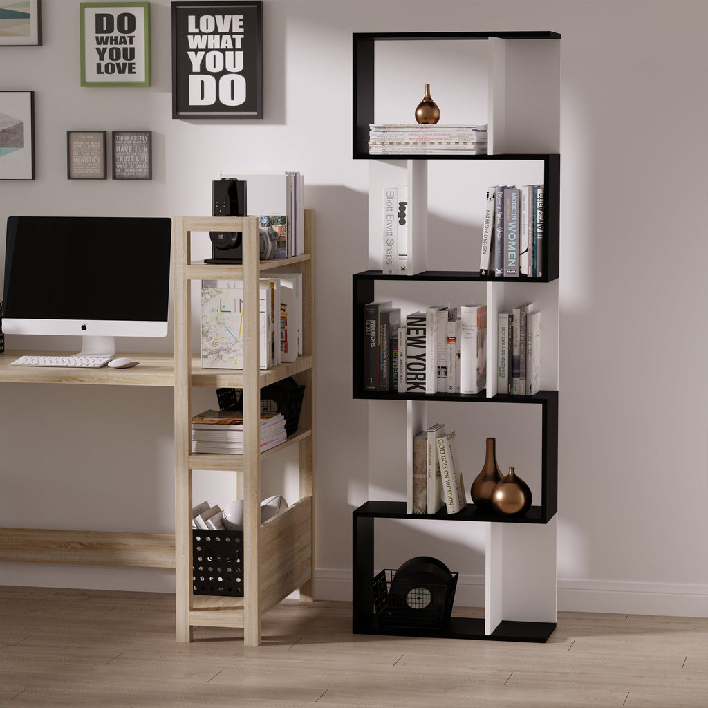 Easycomfort Libreria Moderna 5 Ripiani Pratici Finitura Eccellente, Superficie Liscia e a Prova di Umidità in Legno Truciolato black 60×24×184.5cm