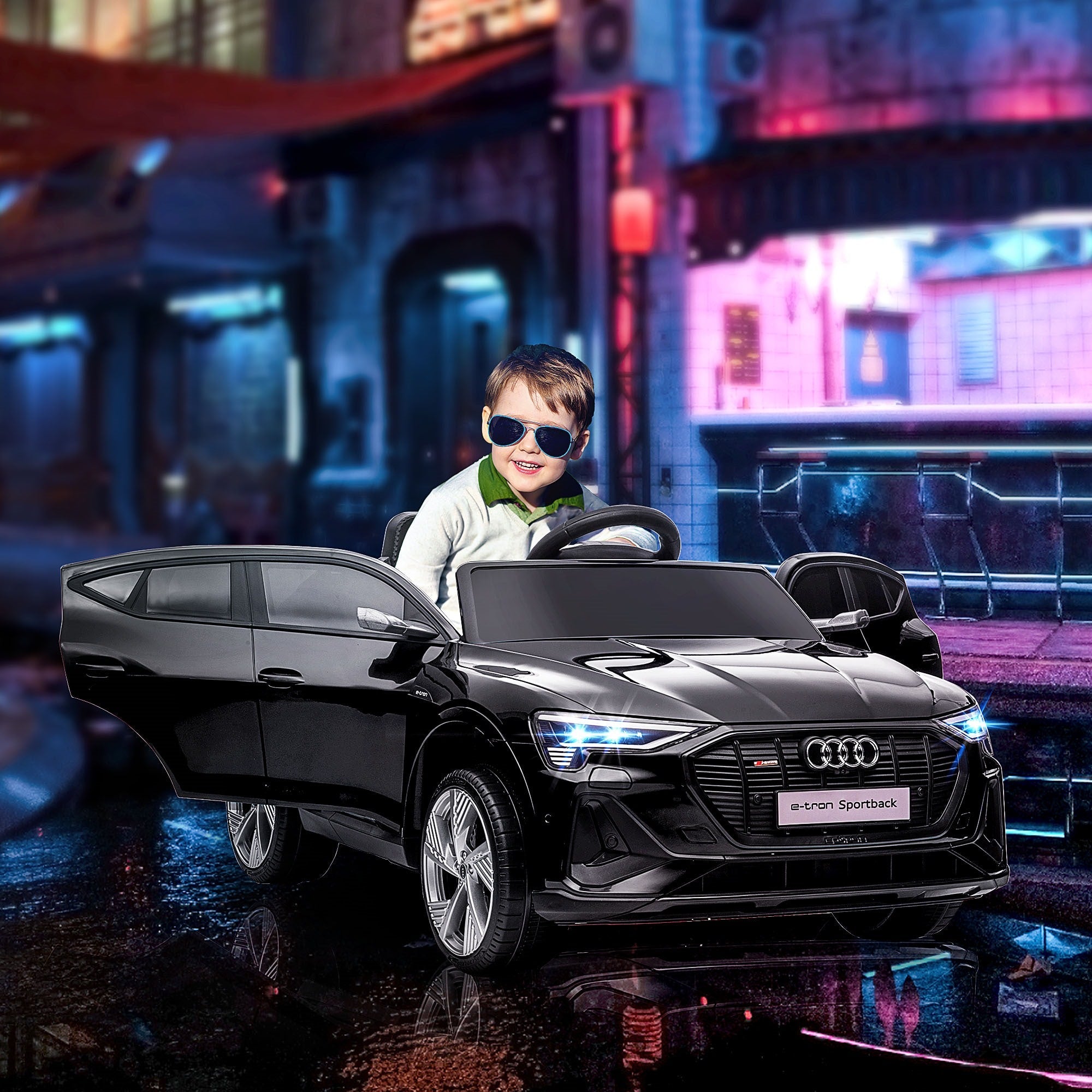 EasyComfort Macchina Elettrica per Bambini 3-5 Anni with Telecomando e cinture di sicurezza, Auto a 12V with Luci e Musica, 3-8km/h, black