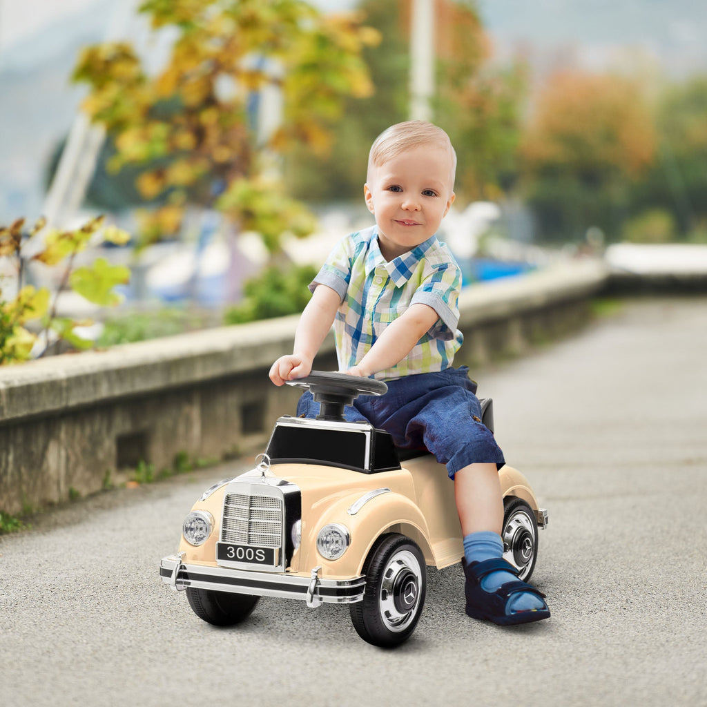 EasyComfort Macchina Elettrica per Bambini 18-48 Mesi con un clacson funzionante e USB, Auto Licenza Mercedes-Benz con Musica, Beige