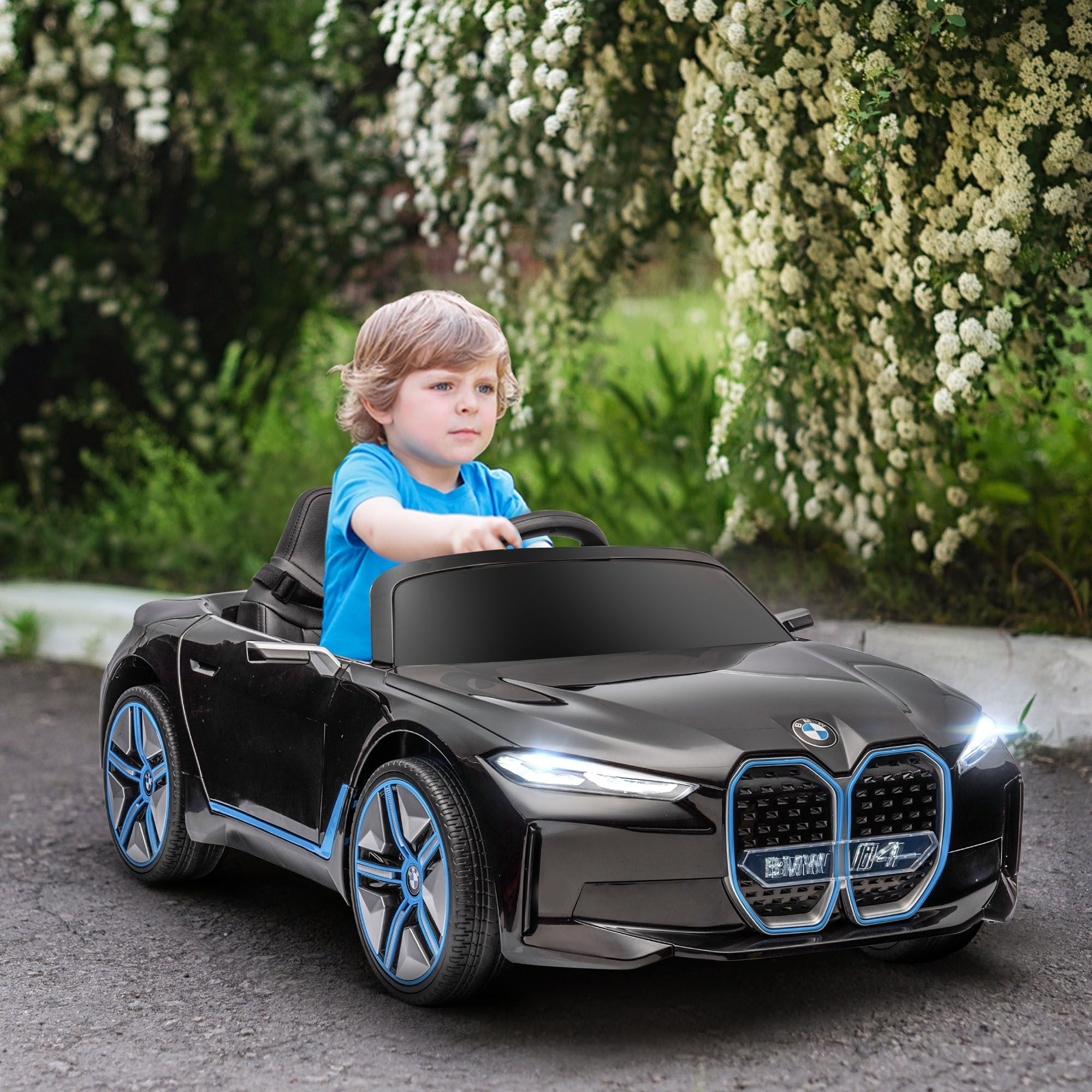 Easycomfort Macchina Elettrica per Bambini 3-6 Anni with Licenza BMW with Telecomando, Clacson e Fari, 115x67x45 cm, Nera