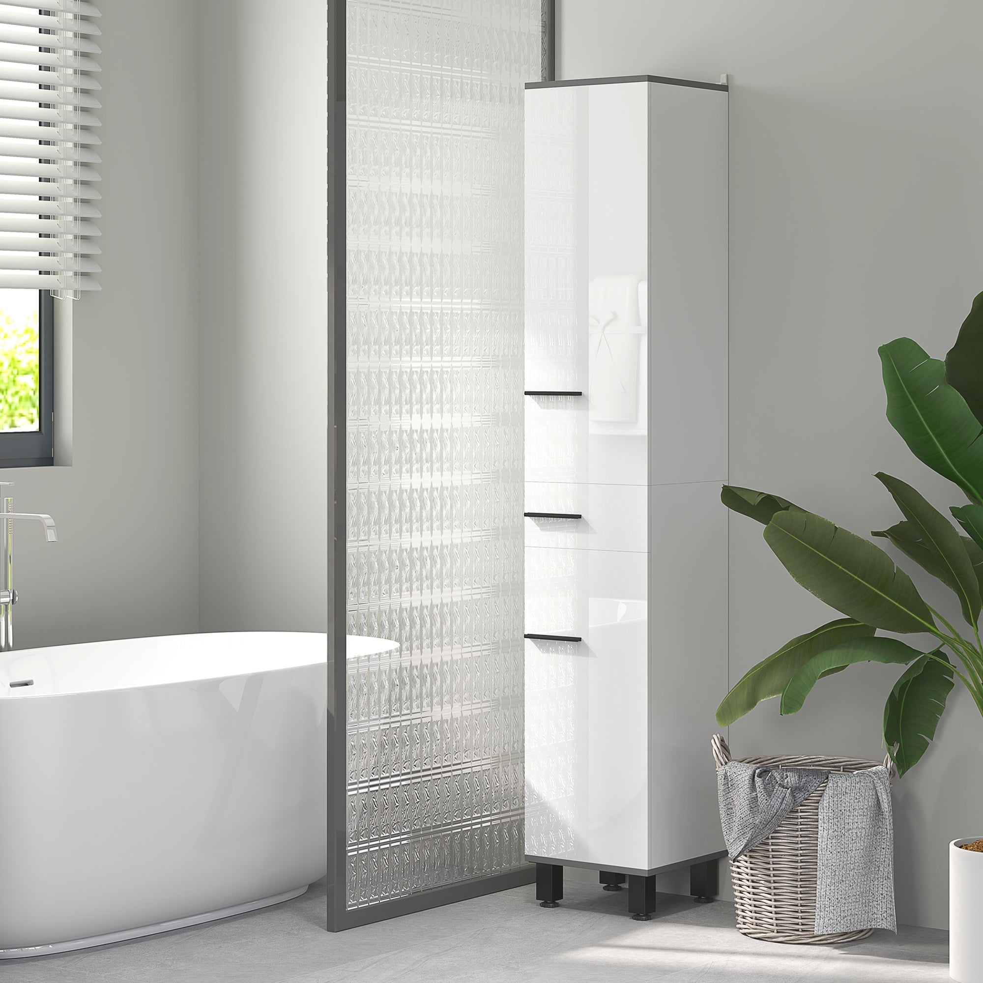 EasyComfort Colonna badmeubelkolom met 2 kastjes en lade, 34x32x190 cm